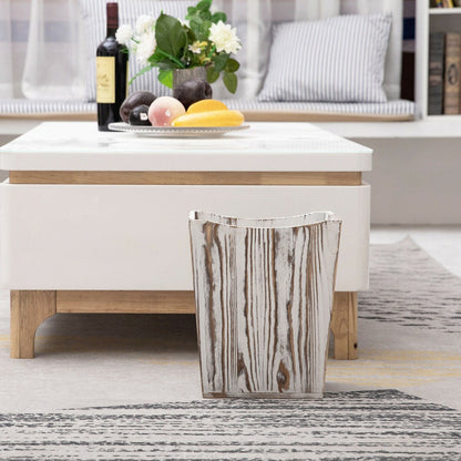 Wood Trash Can, Rustic Farmhouse Style Wastebasket Bin