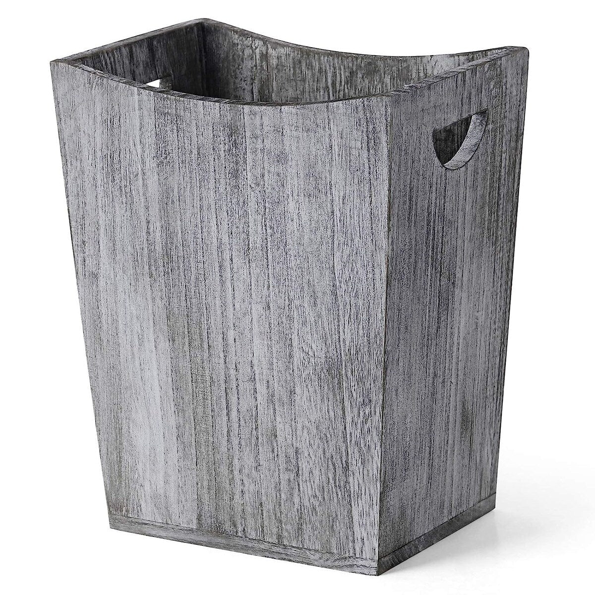 Wood Trash Can, Rustic Farmhouse Style Wastebasket Bin