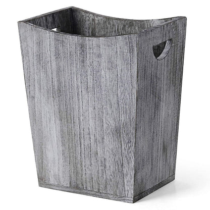 Wood Trash Can, Rustic Farmhouse Style Wastebasket Bin