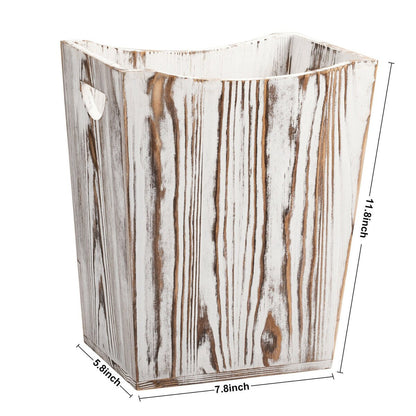 Wood Trash Can, Rustic Farmhouse Style Wastebasket Bin
