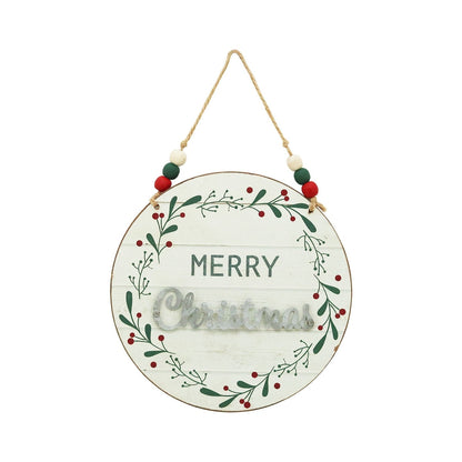 Wood and Metal Round Wall Hanging Sign,Merry Chrsitmas