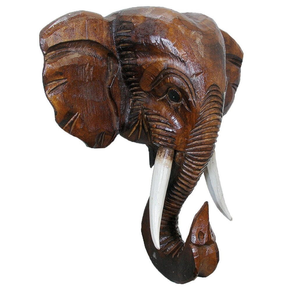 Wooden Elephant Head Wall Décor