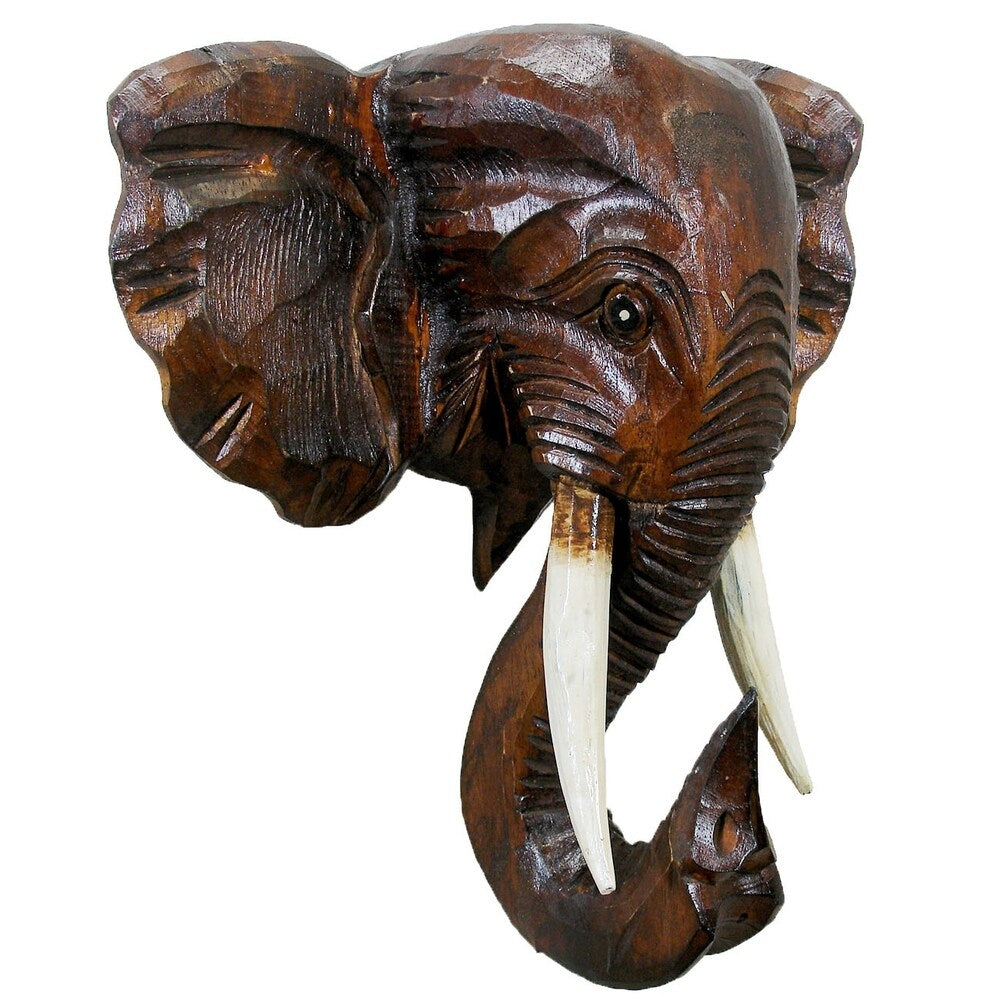Wooden Elephant Head Wall Décor