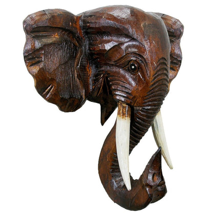 Wooden Elephant Head Wall Décor