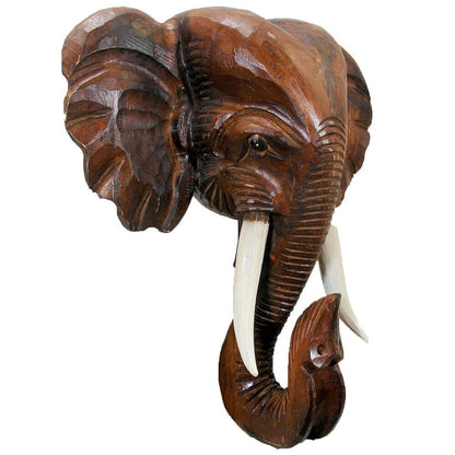 Wooden Elephant Head Wall Décor