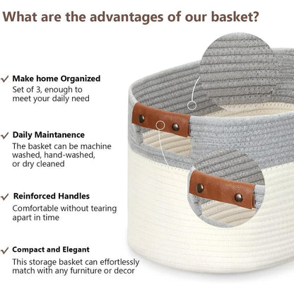 Woven Baskets for Storage Set of 3