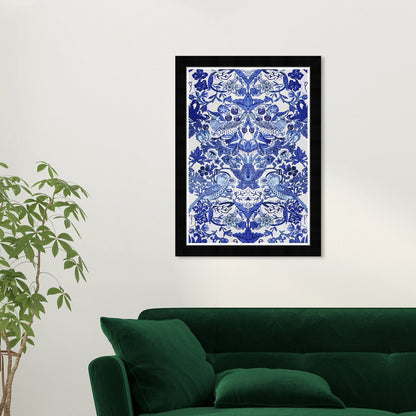 Wynwood Studio Tropical Collage Blue Framed Tropical Chinoiserie Art Prints