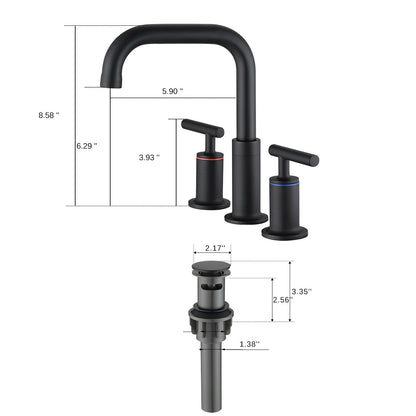 YASINU 8 Inch Luxury Widespread Bathroom Sink Faucet with Pop-Up Drain