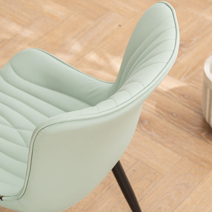 Modern Upholstered Leather Armless Dining Chairs Set of 2