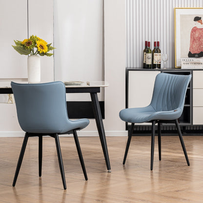 Modern Upholstered Leather Armless Dining Chairs Set of 2