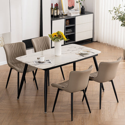Modern Upholstered Leather Armless Dining Chairs Set of 2