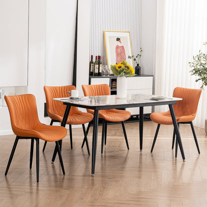 Modern Upholstered Leather Armless Dining Chairs Set of 2
