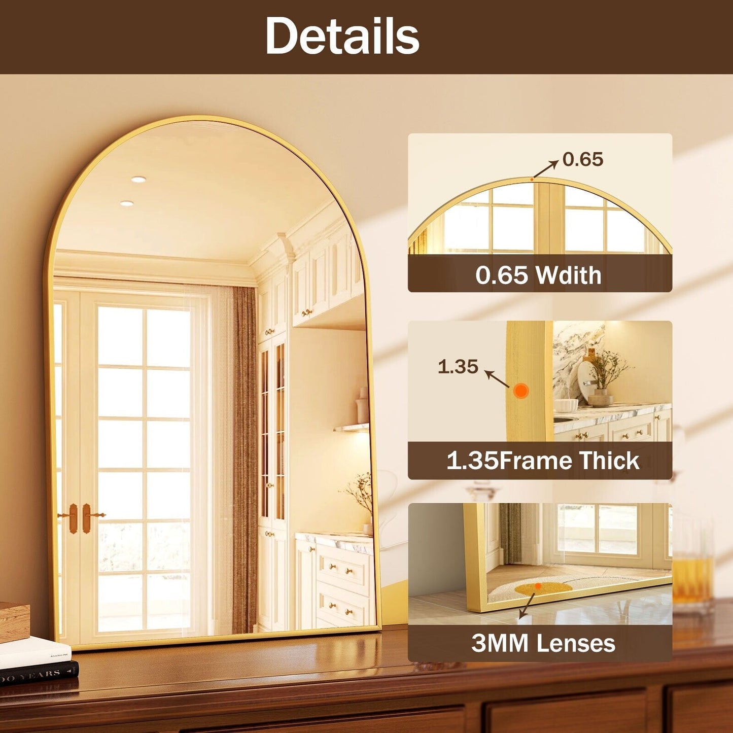 YVANLA Arch Bathroom Wall Mounted Vanity Mirror