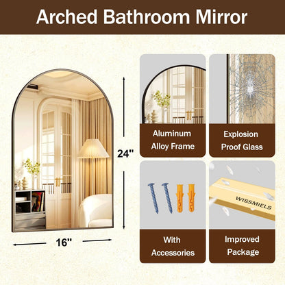 YVANLA Arch Bathroom Wall Mounted Vanity Mirror