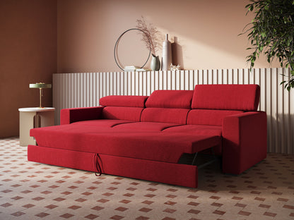 Dylan divano a 3 sedute con pouf estraibile poggiapiedi in tessuto simil cotone impermeabile T13 rosso