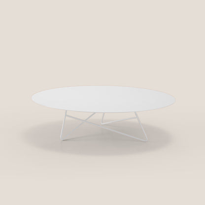 Ermione tavolino basso rotondo da salotto in metallo h25 bianco