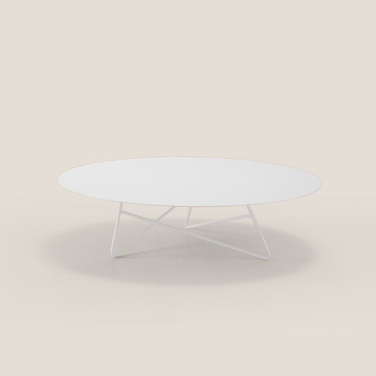 Ermione tavolino basso rotondo da salotto in metallo h25 bianco