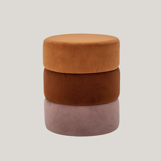 Pouf Bilbao tavolino multicolore cilindrico in velluto