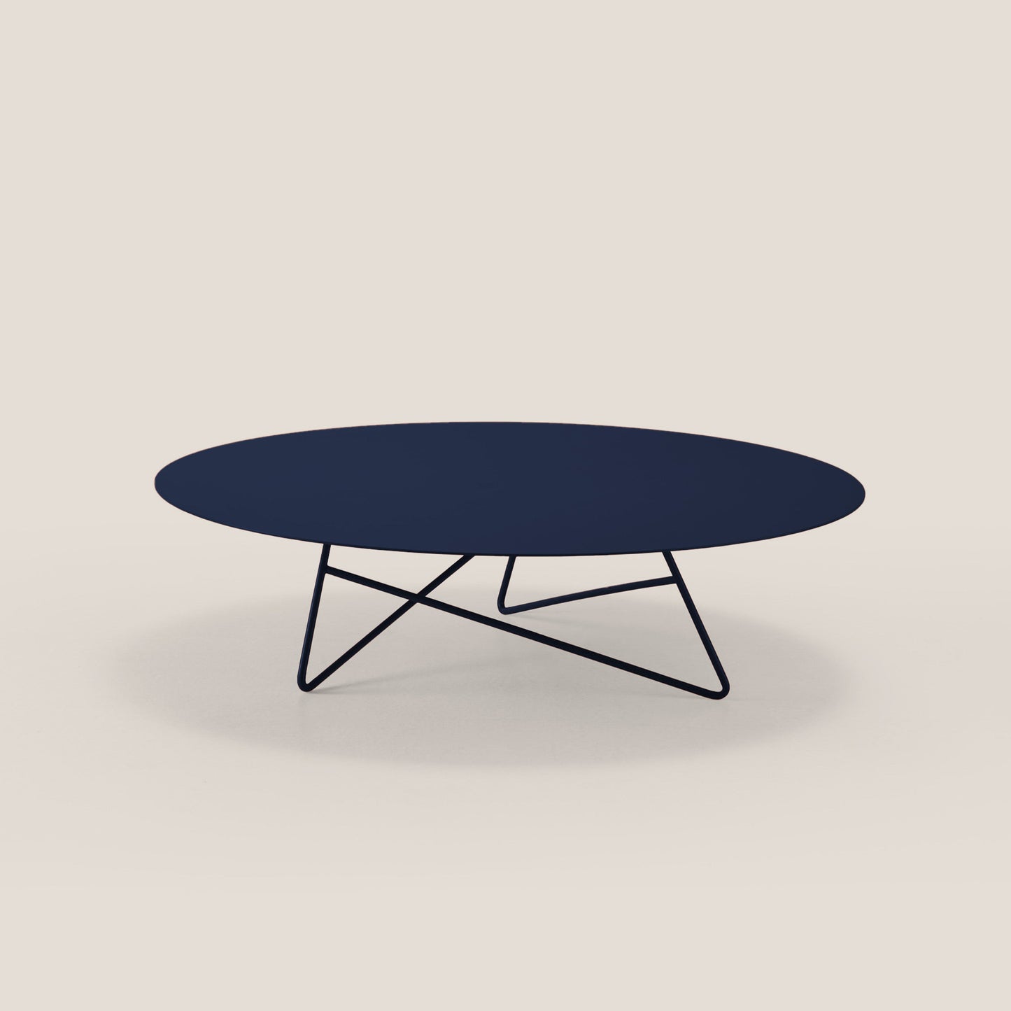 Ermione tavolino basso rotondo da salotto in metallo h25 blu navy