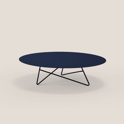 Ermione tavolino basso rotondo da salotto in metallo h25 blu navy