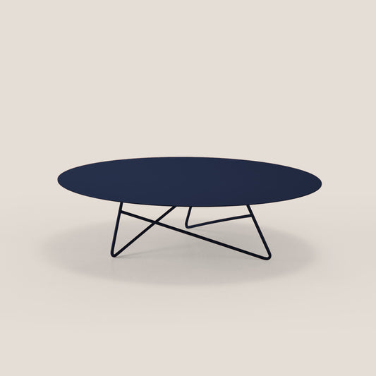 Ermione tavolino basso rotondo da salotto in metallo h25 blu navy