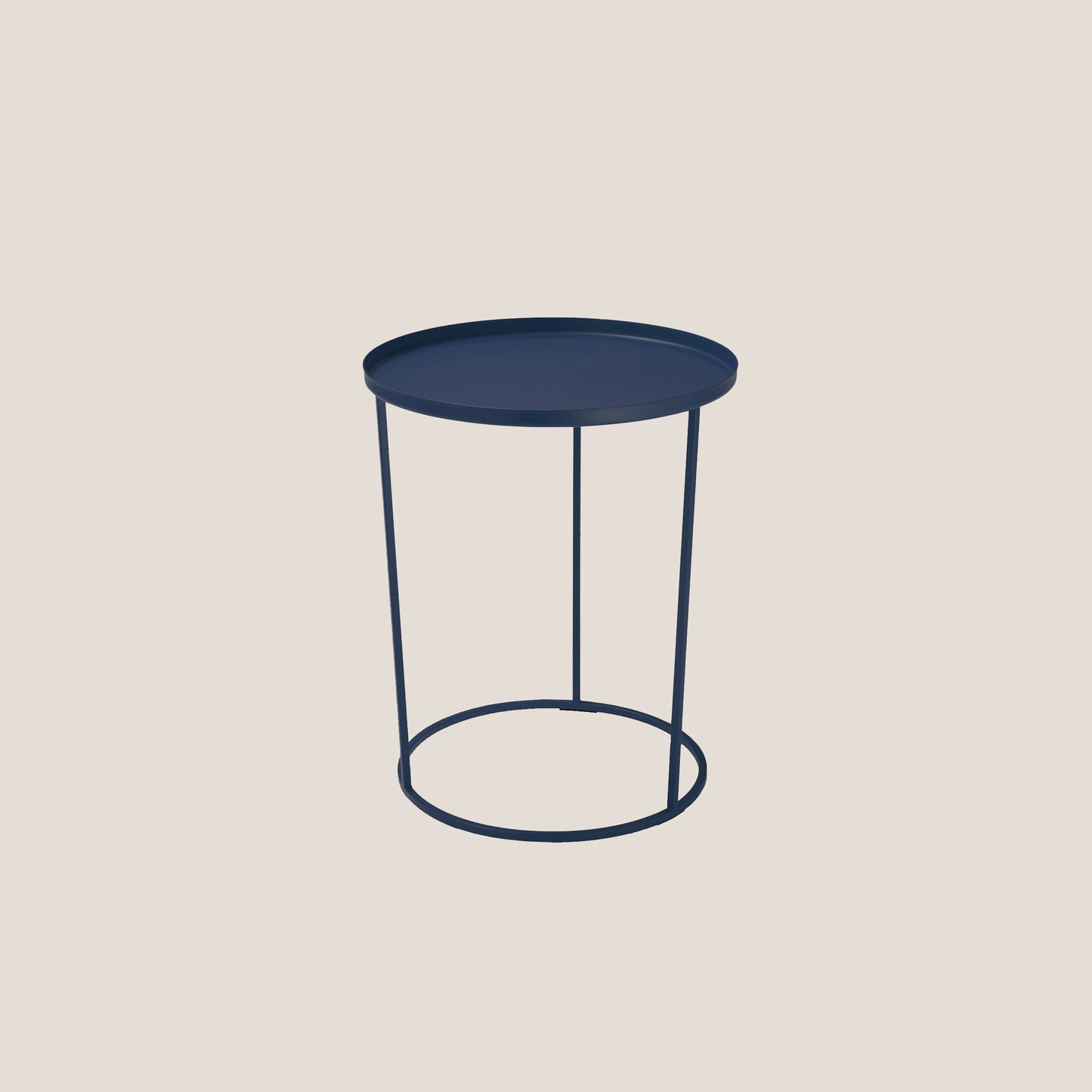 Costance tavolino rotondo con vassoio da salotto in metallo blu navy