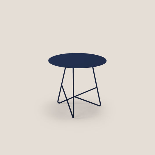 Ermione tavolino rotondo da salotto in metallo h44 blu navy