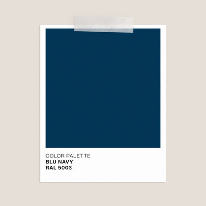 Costance tavolino rotondo da salotto con piano in pelle fiore melaminico blu navy