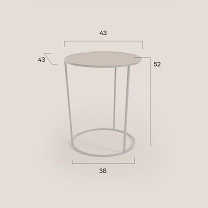 Costance tavolino rotondo da salotto con piano in pelle fiore melaminico salvia