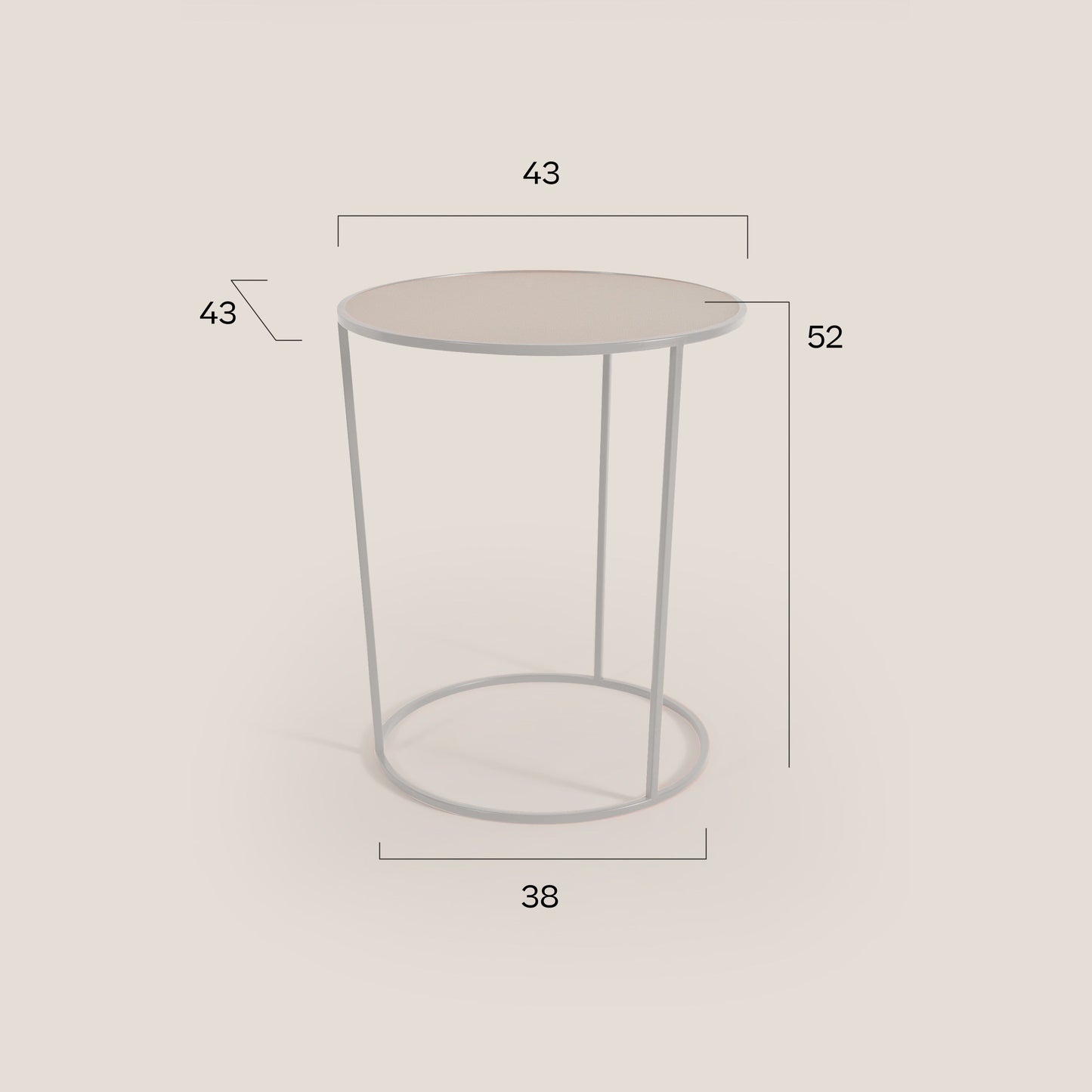 Costance tavolino rotondo da salotto con piano in pelle fiore melaminico pioggia