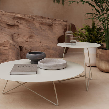 Ermione tavolino rotondo da salotto in metallo h44 fango