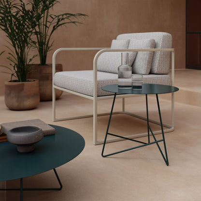 Ermione tavolino rotondo da salotto in metallo h35 zircone