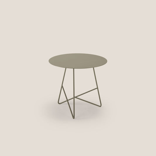 Ermione tavolino rotondo da salotto in metallo h44 fango