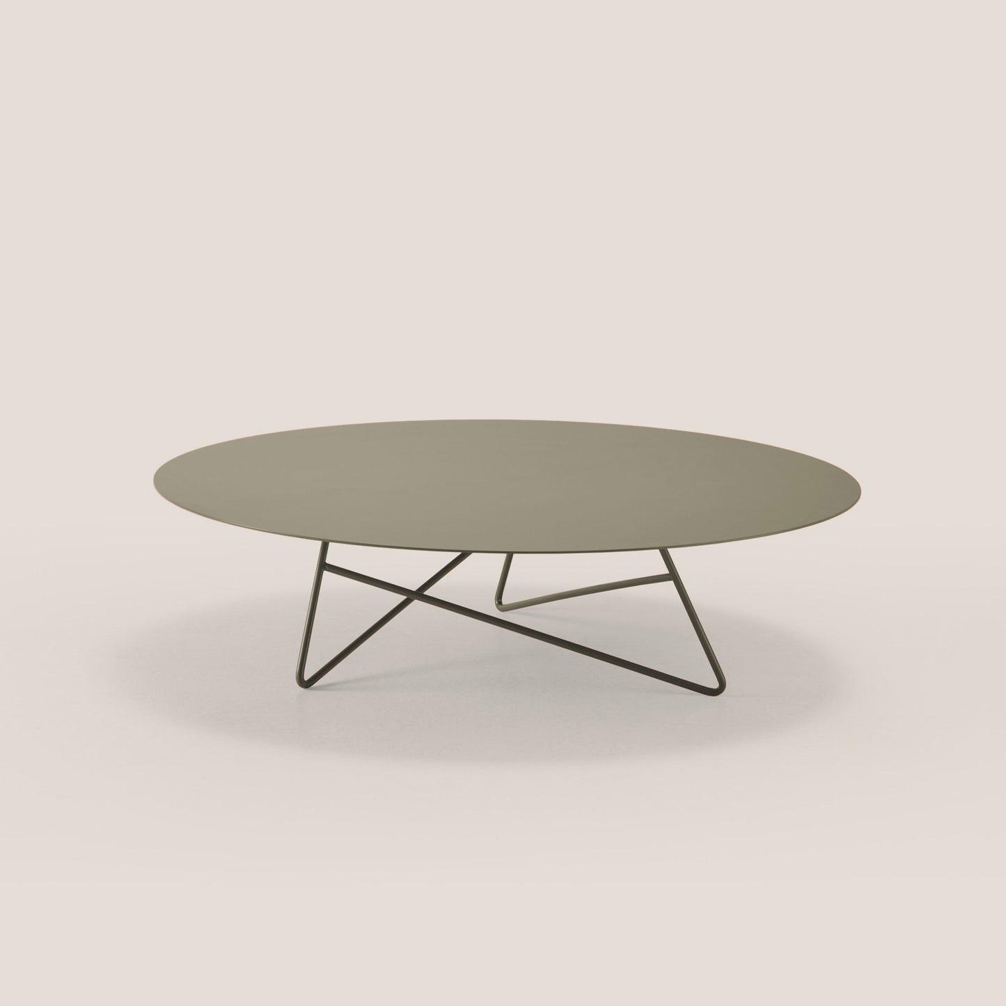 Ermione tavolino basso rotondo da salotto in metallo h25 fango