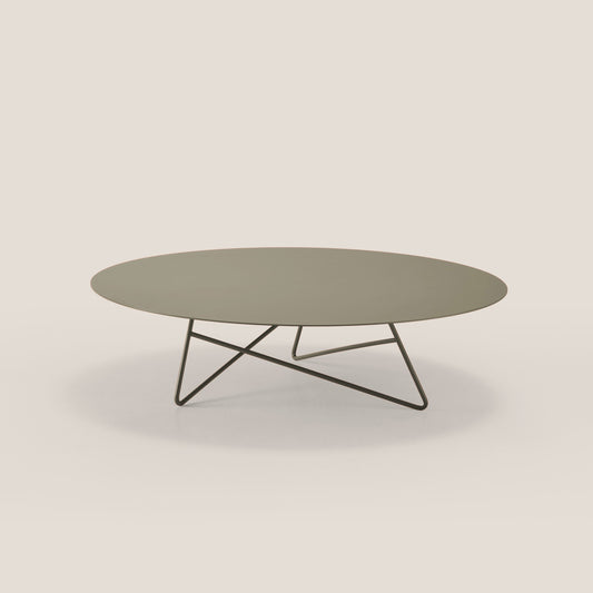 Ermione tavolino basso rotondo da salotto in metallo h25 fango