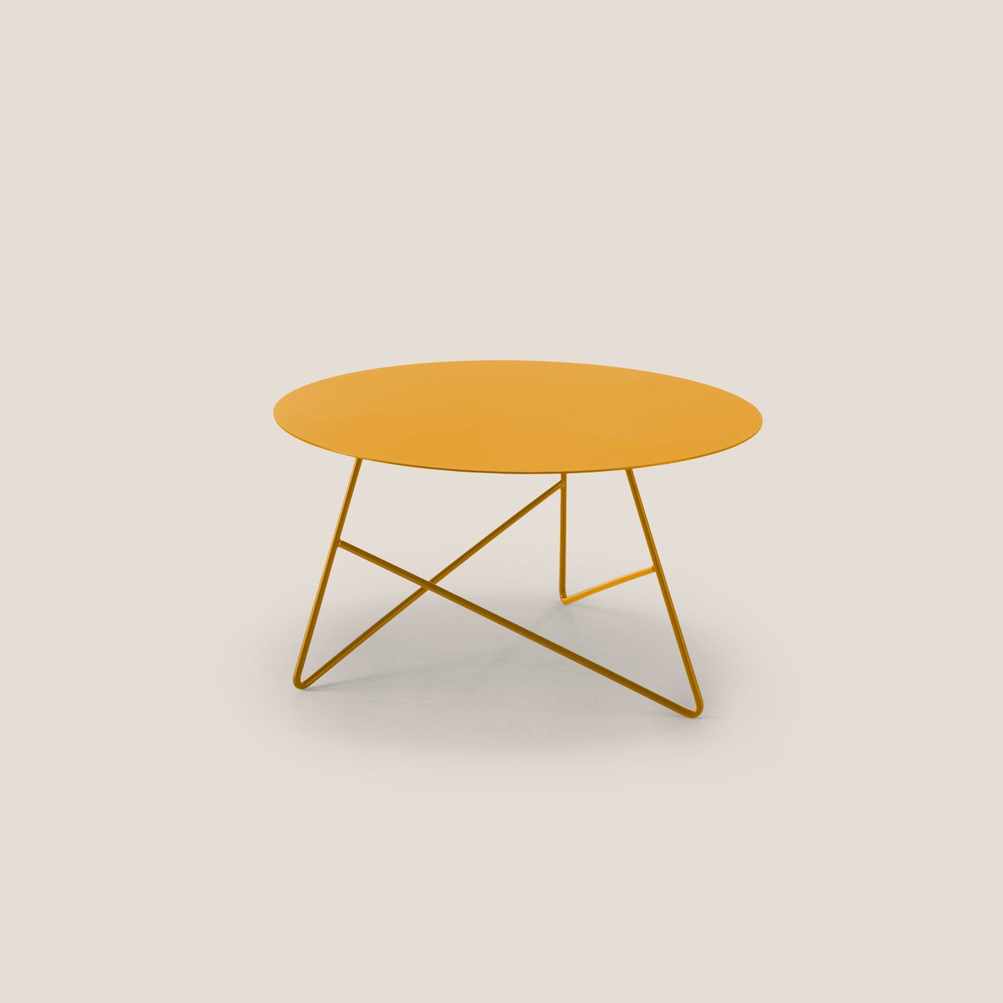 Ermione tavolino rotondo da salotto in metallo h35 giallo