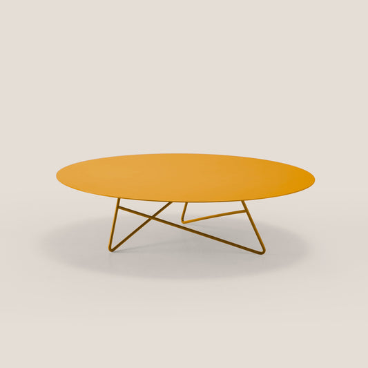 Ermione tavolino basso rotondo da salotto in metallo h25 giallo
