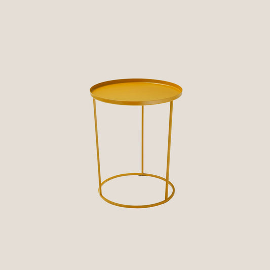 Costance tavolino rotondo con vassoio da salotto in metallo giallo