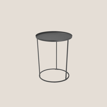 Costance tavolino rotondo con vassoio da salotto in metallo grafite