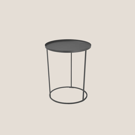 Costance tavolino rotondo con vassoio da salotto in metallo grafite