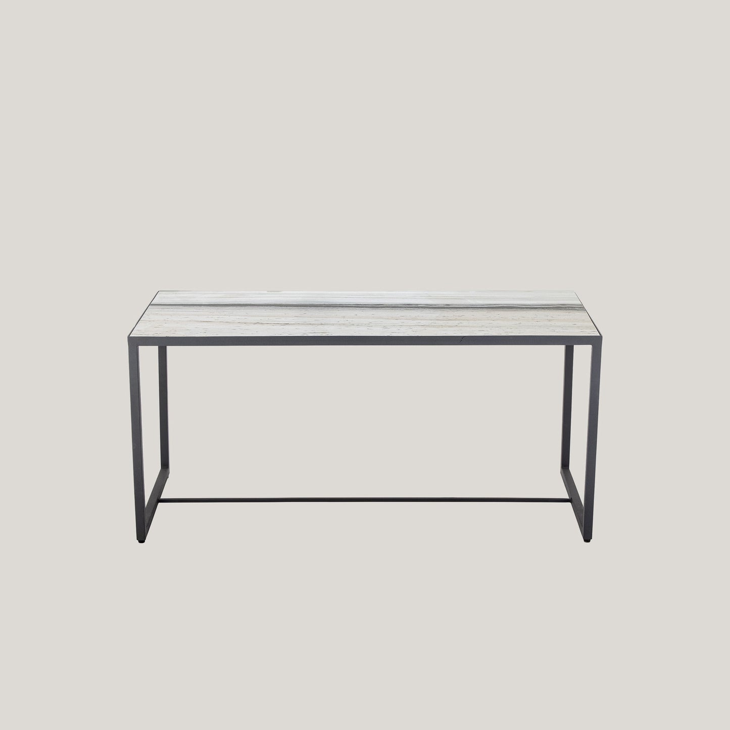 Ines tavolino rettangolare in marmo bianco venato con struttura antracite