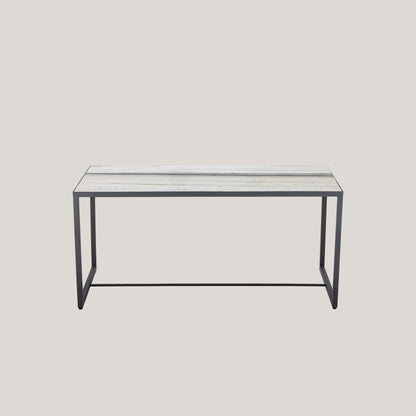 Ines tavolino rettangolare in marmo bianco venato con struttura antracite