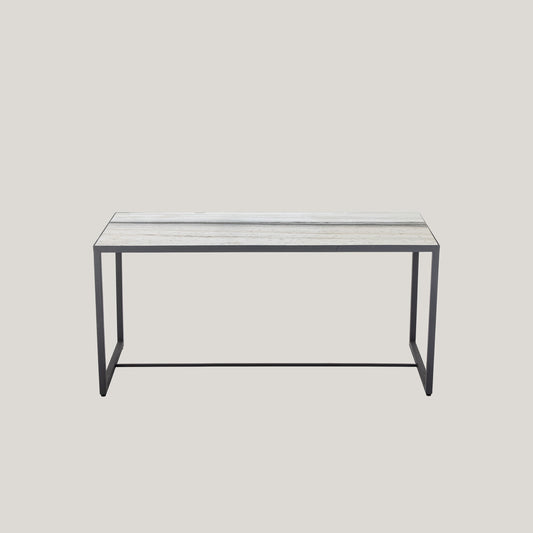 Ines tavolino rettangolare in marmo bianco venato con struttura antracite