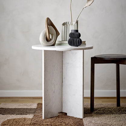 Jasmia tavolino tondo in marmo bianco