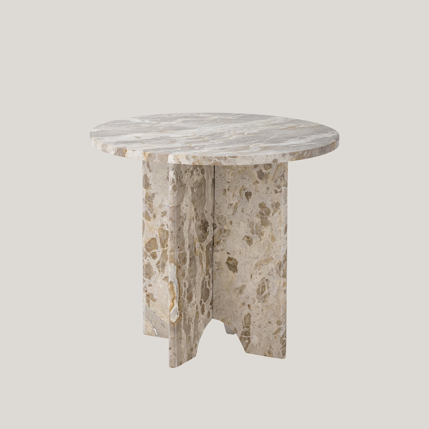 Tavolino Jasmia in marmo marrone rotondo
