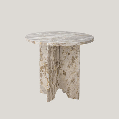 Tavolino Jasmia in marmo marrone rotondo