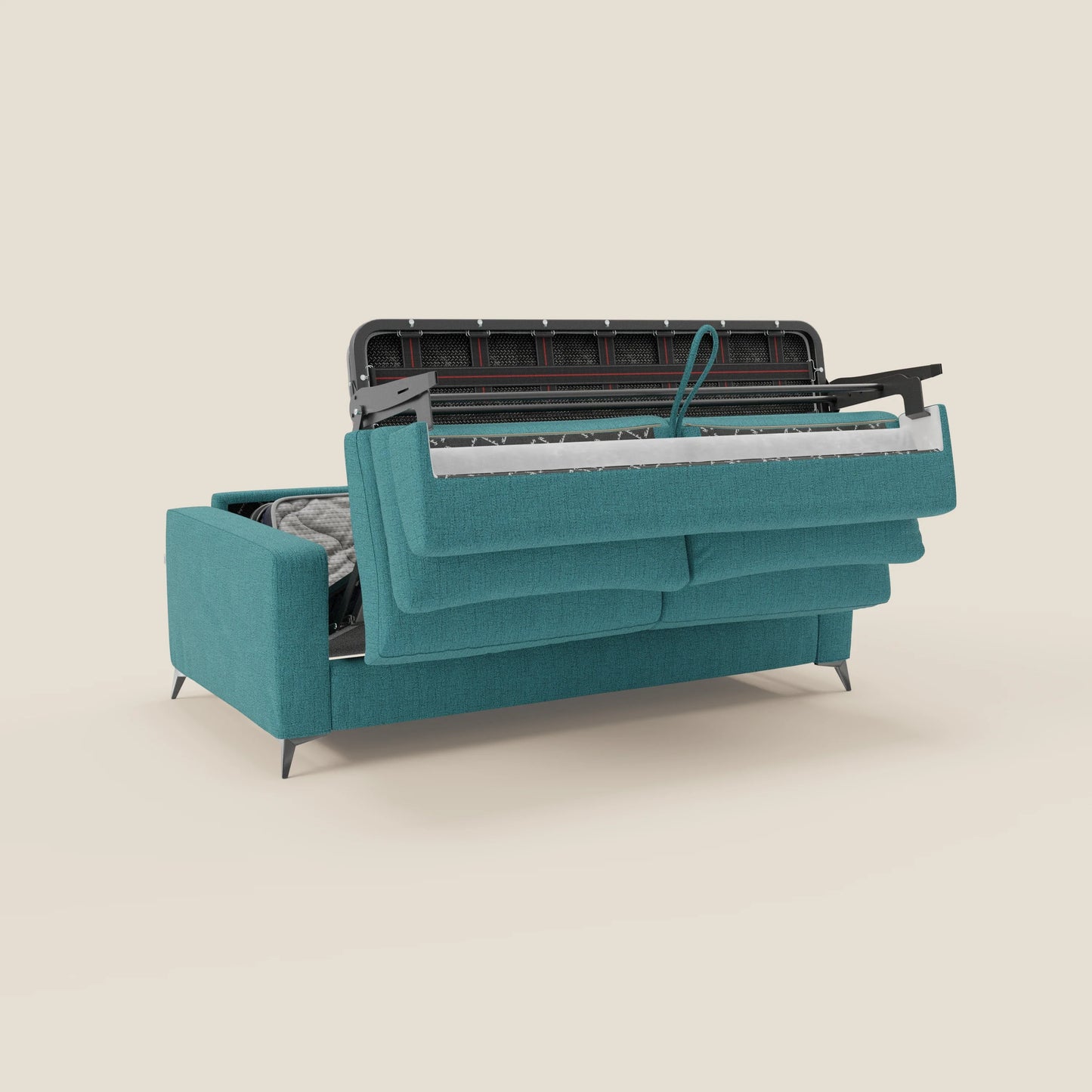 Alaya Divano letto matrimoniale dai morbidi cuscini in tessuto impermeabile T03 azzurro