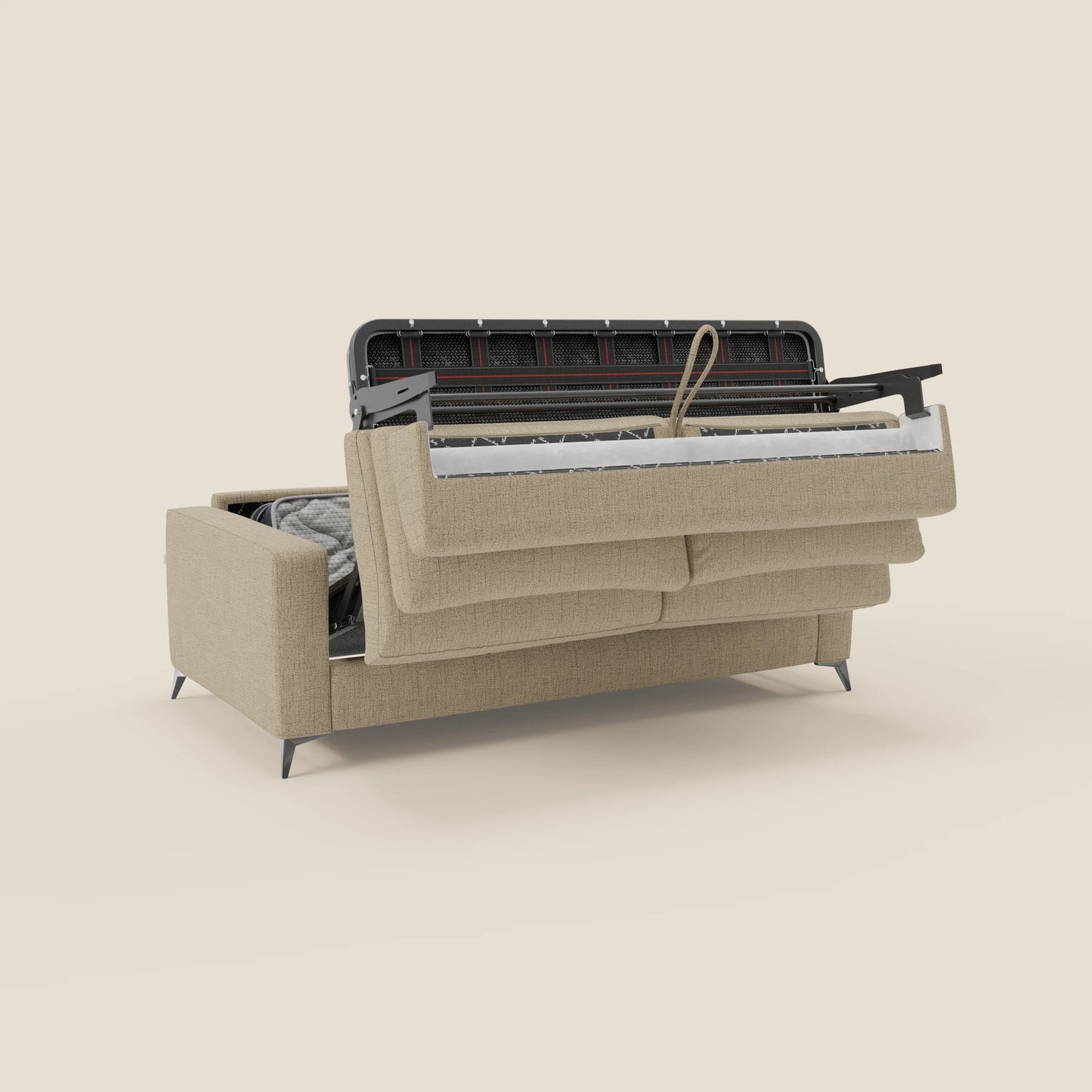 Alaya Divano letto matrimoniale dai morbidi cuscini in tessuto impermeabile T03 beige