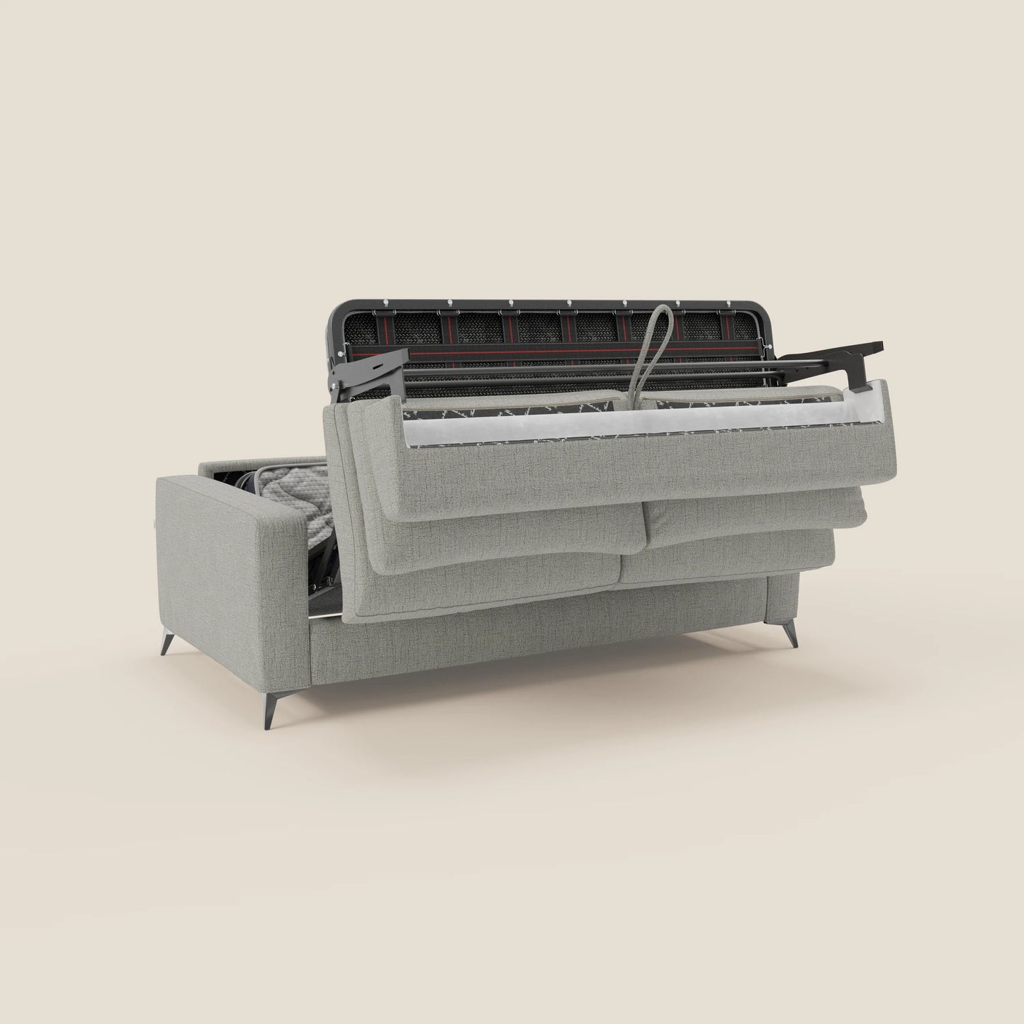 Alaya Divano letto matrimoniale dai morbidi cuscini in tessuto impermeabile T03 grigio chiaro