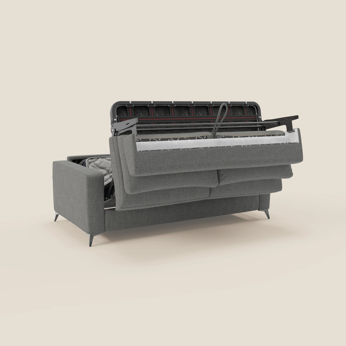 Alaya Divano letto matrimoniale dai morbidi cuscini in tessuto impermeabile T03 grigio